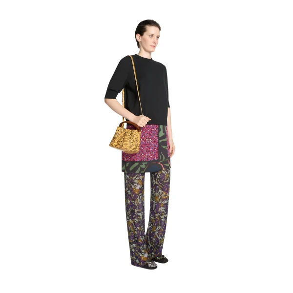 Small pleated leather bag in Yellow - Image 6