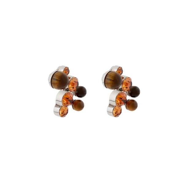 Stone pin earrings in Tiger-eye - Image 4