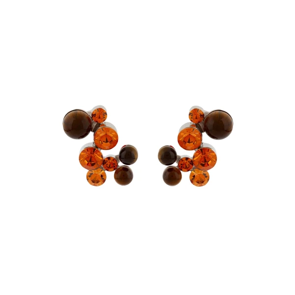 Stone pin earrings in Tiger-eye