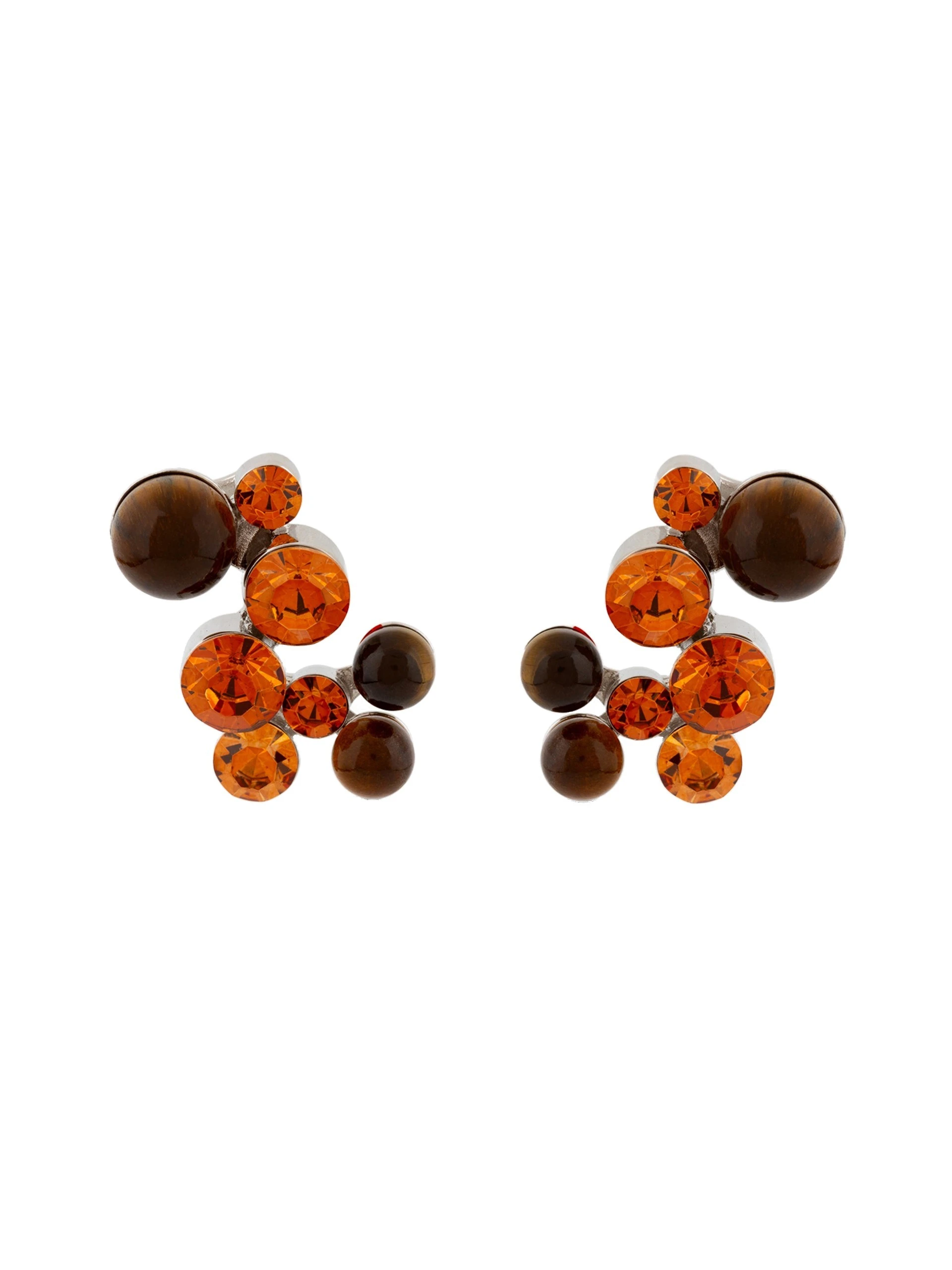Dries Van Noten Stone pin earrings in Tiger-eye | Earrings | Luxury Shoes Dries Van Noten Stone pin earrings in Tiger-eye