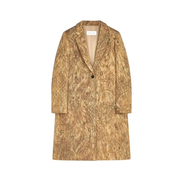 Dries Van Noten Tailored jacquard coat in Khaki | Coats | Luxury Shoes 