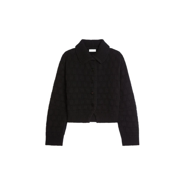 Textured wool cardigan in Black