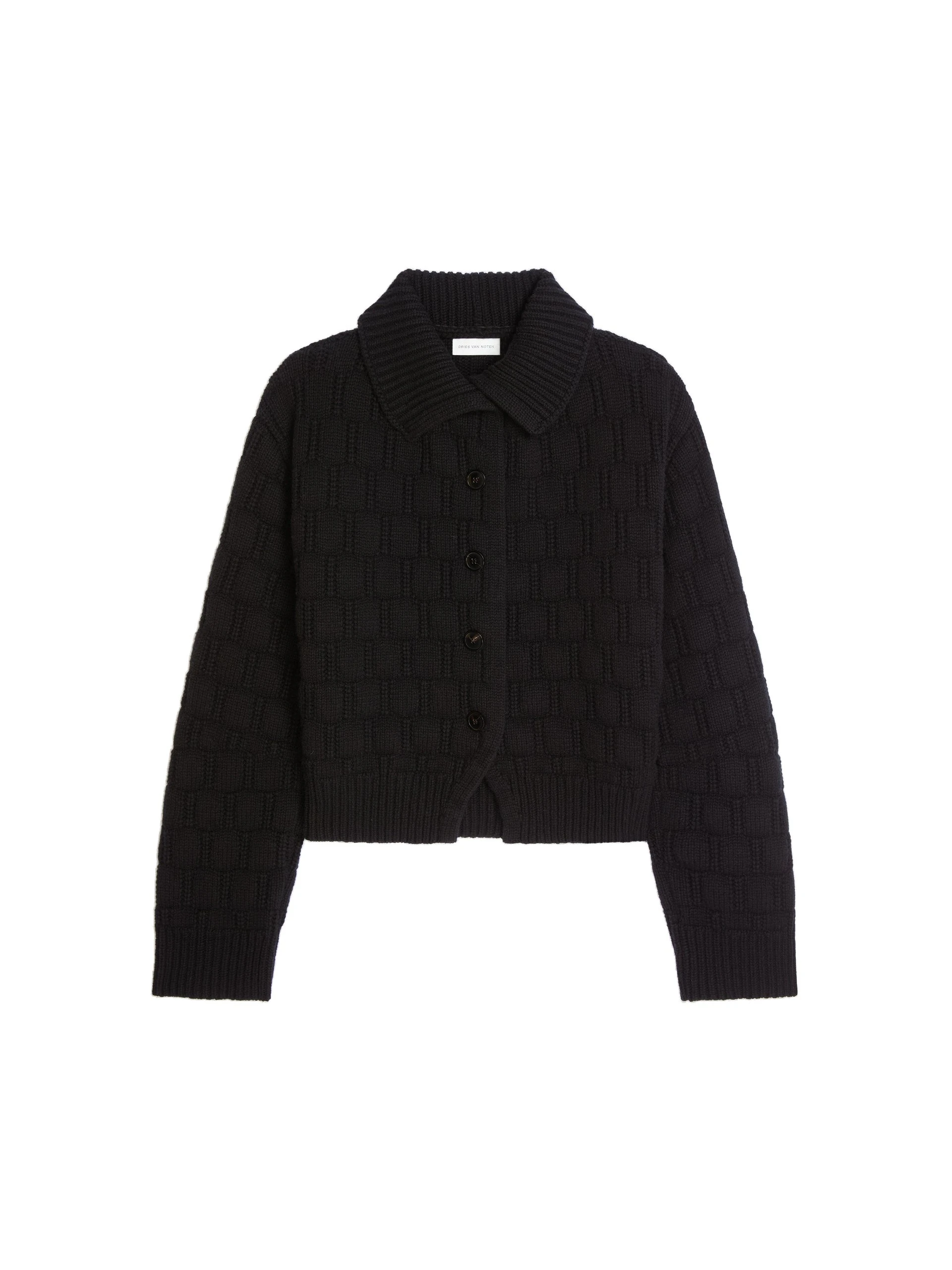 Dries Van Noten Textured wool cardigan in Black | Knitwear | Luxury Shoes Dries Van Noten Textured wool cardigan in Black | Knitwear | Luxury Shoes