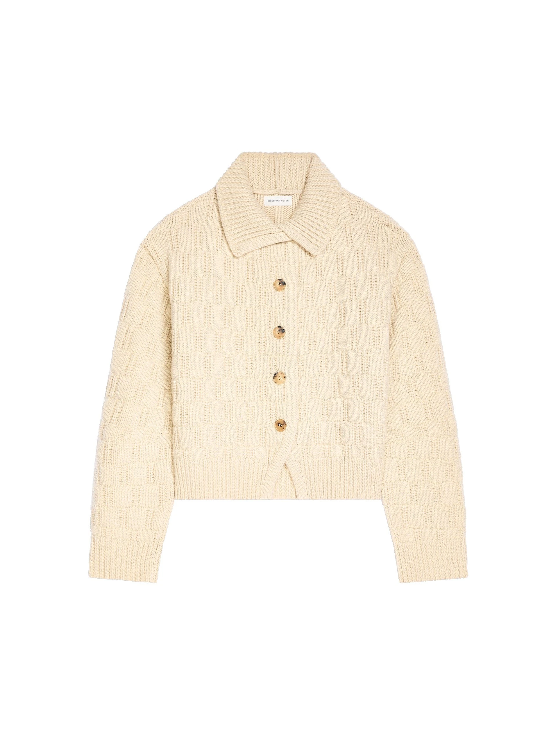 Dries Van Noten Textured wool cardigan in Ecru | Knitwear | Luxury Shoes Dries Van Noten Textured wool cardigan in Ecru | Knitwear | Luxury Shoes