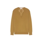 Dries Van Noten V neck merino sweater in Khaki | Knitwear | Luxury Shoes 