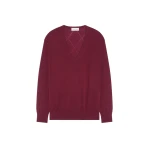 Dries Van Noten V neck merino sweater in Wine | Knitwear | Luxury Shoes 