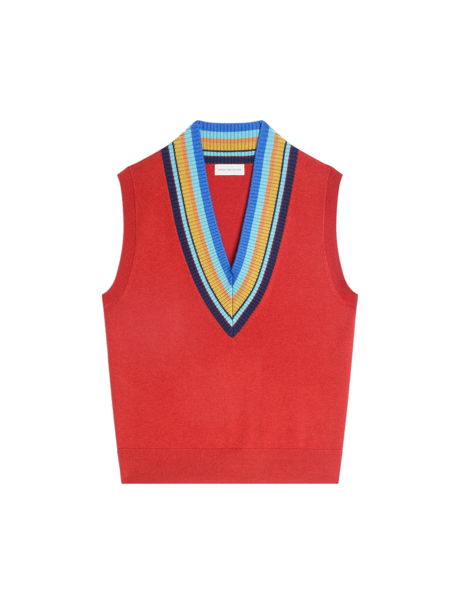 Dries Van Noten V-neck wool top in Brique | Knitwear | Luxury Shoes Dries Van Noten V-neck wool top in Brique | Knitwear | Luxury Shoes