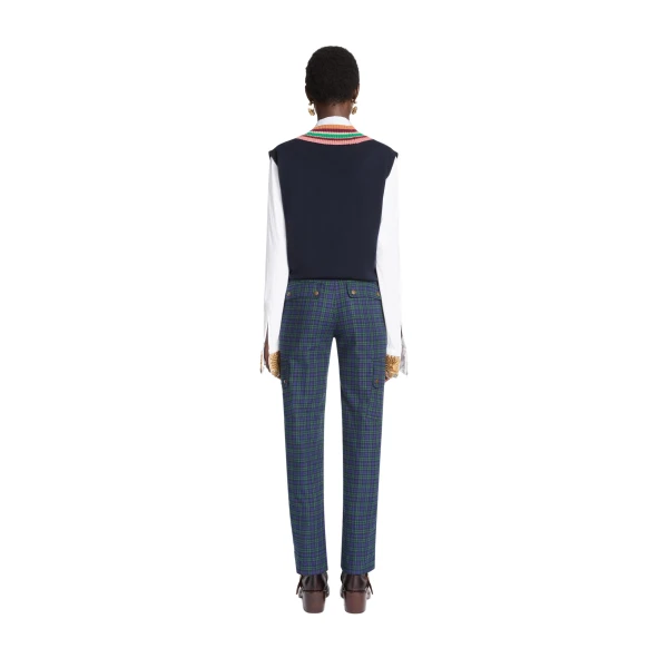 V-neck wool top in Navy - Image 4