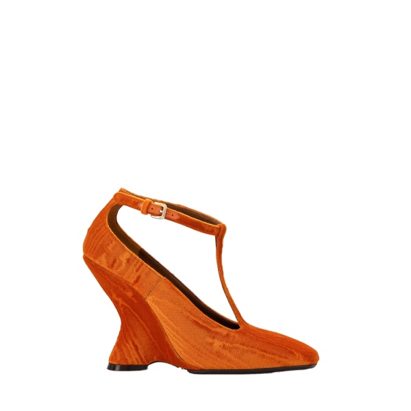 Dries Van Noten Velvet wedge pumps in Brique