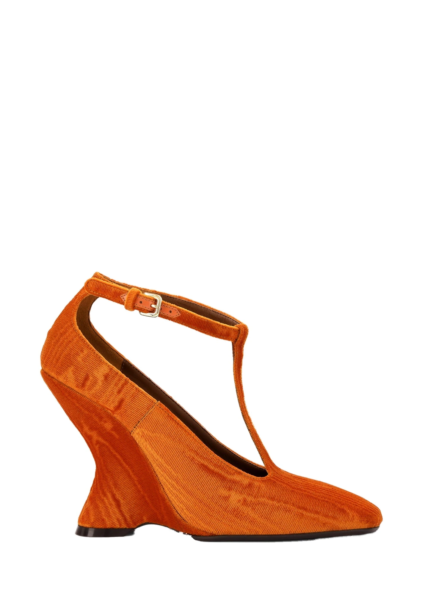 Dries Van Noten Velvet wedge pumps in Brique | Heels | Luxury Shoes Dries Van Noten Velvet wedge pumps in Brique