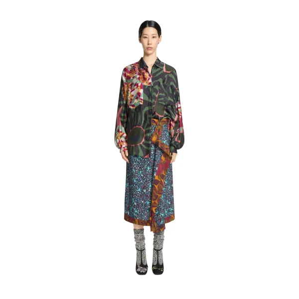 Viscose cocoon shirt in Khaki - Image 2