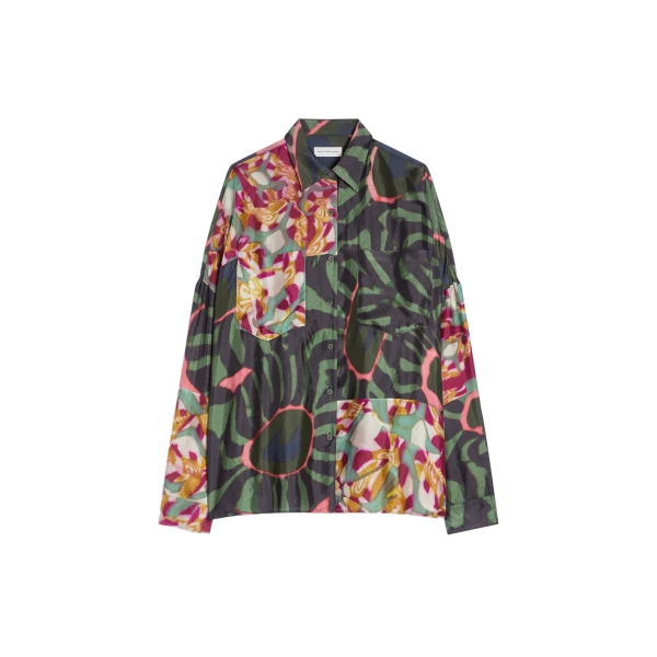 Viscose cocoon shirt in Khaki