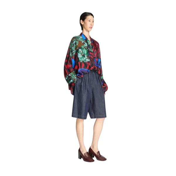 Viscose cocoon shirt in Red - Image 3