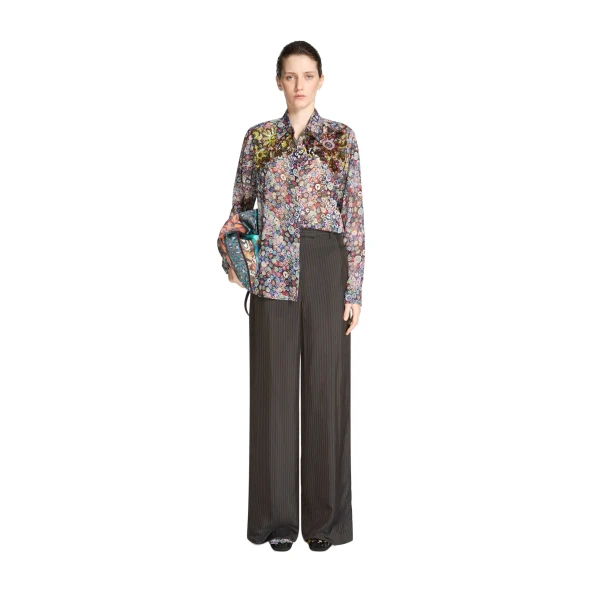 Wide leg cupro pants in Dark Brown - Image 2