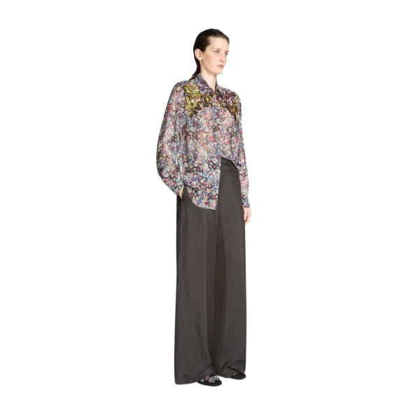 Wide leg cupro pants in Dark Brown - Image 3