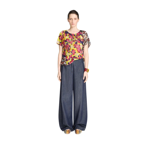 Wide leg denim pants in Indigo - Image 2