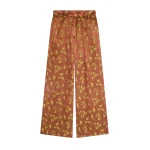 Dries Van Noten Wide leg jacquard pants in Rust | Pants | Luxury Shoes 