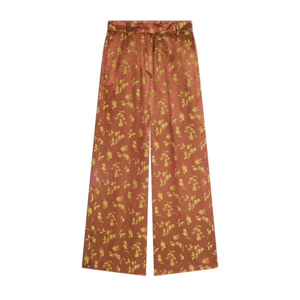 Dries Van Noten Wide leg jacquard pants in Rust | Pants | Luxury Shoes 