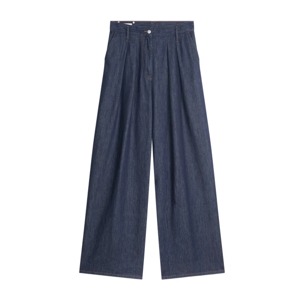 Wide pleated jeans in Indigo