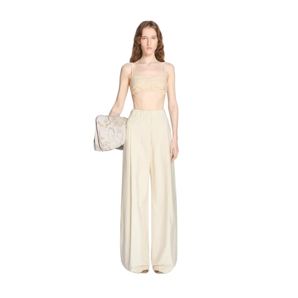 Wide pleated pants in Ecru - Image 2