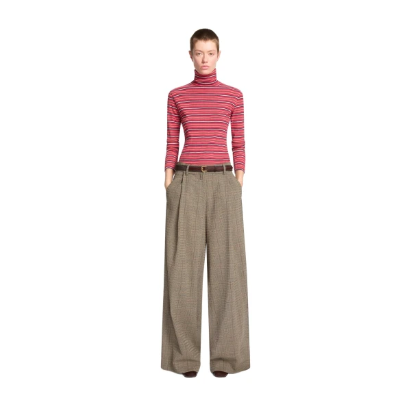 Wide pleated wool pants in Cement - Image 2