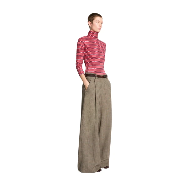 Wide pleated wool pants in Cement - Image 3