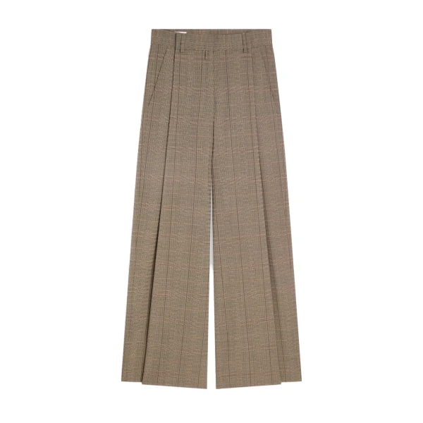 Wide pleated wool pants in Cement