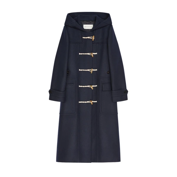 Dries Van Noten Wool duffle coat in Navy | Coats | Luxury Shoes 