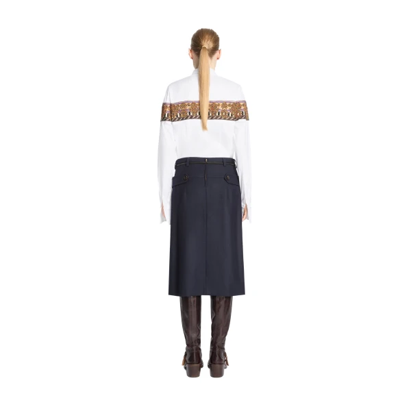 Wool midi skirt in Navy - Image 4