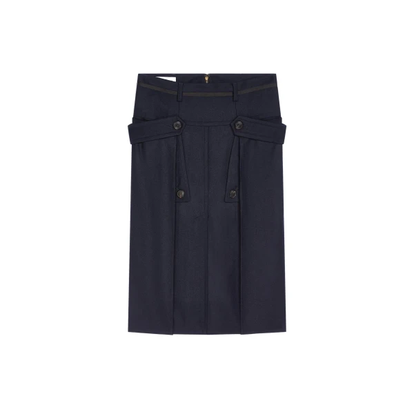Wool midi skirt in Navy