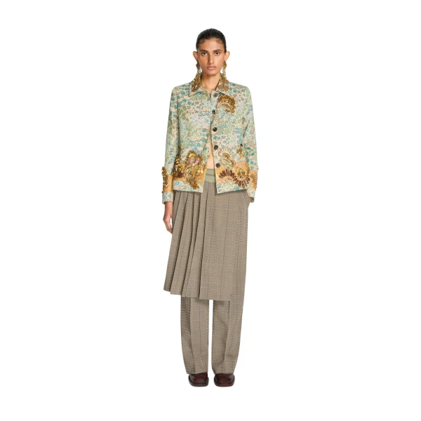 Wool skirt pants in Cement - Image 2