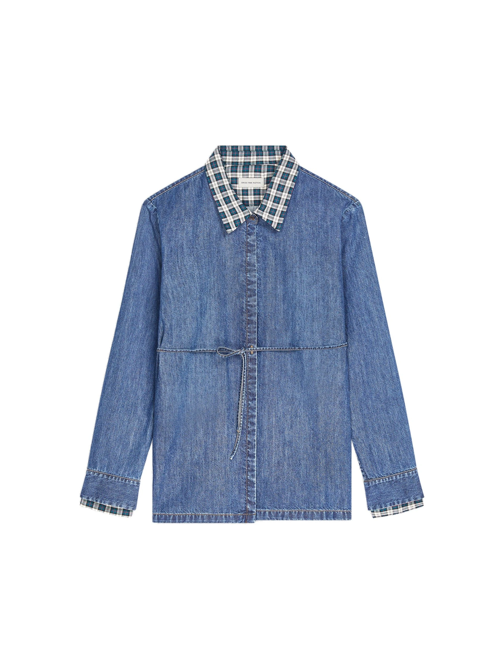 Dries Van Noten Wrap denim shirt in Blue | Tops | Luxury Shoes Dries Van Noten Wrap denim shirt in Blue | Tops | Luxury Shoes