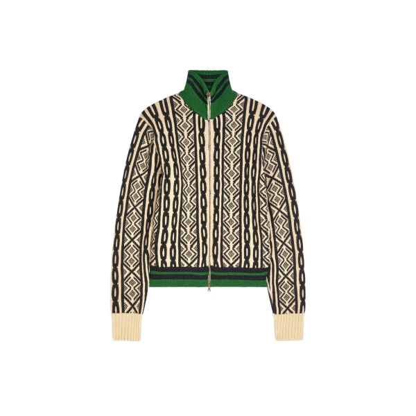 Zipped wool cardigan in Champagne