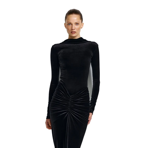 Luna Bodysuit in Black Velvet