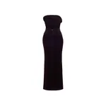 Elie Saab Strapless Flocked Denim Dress