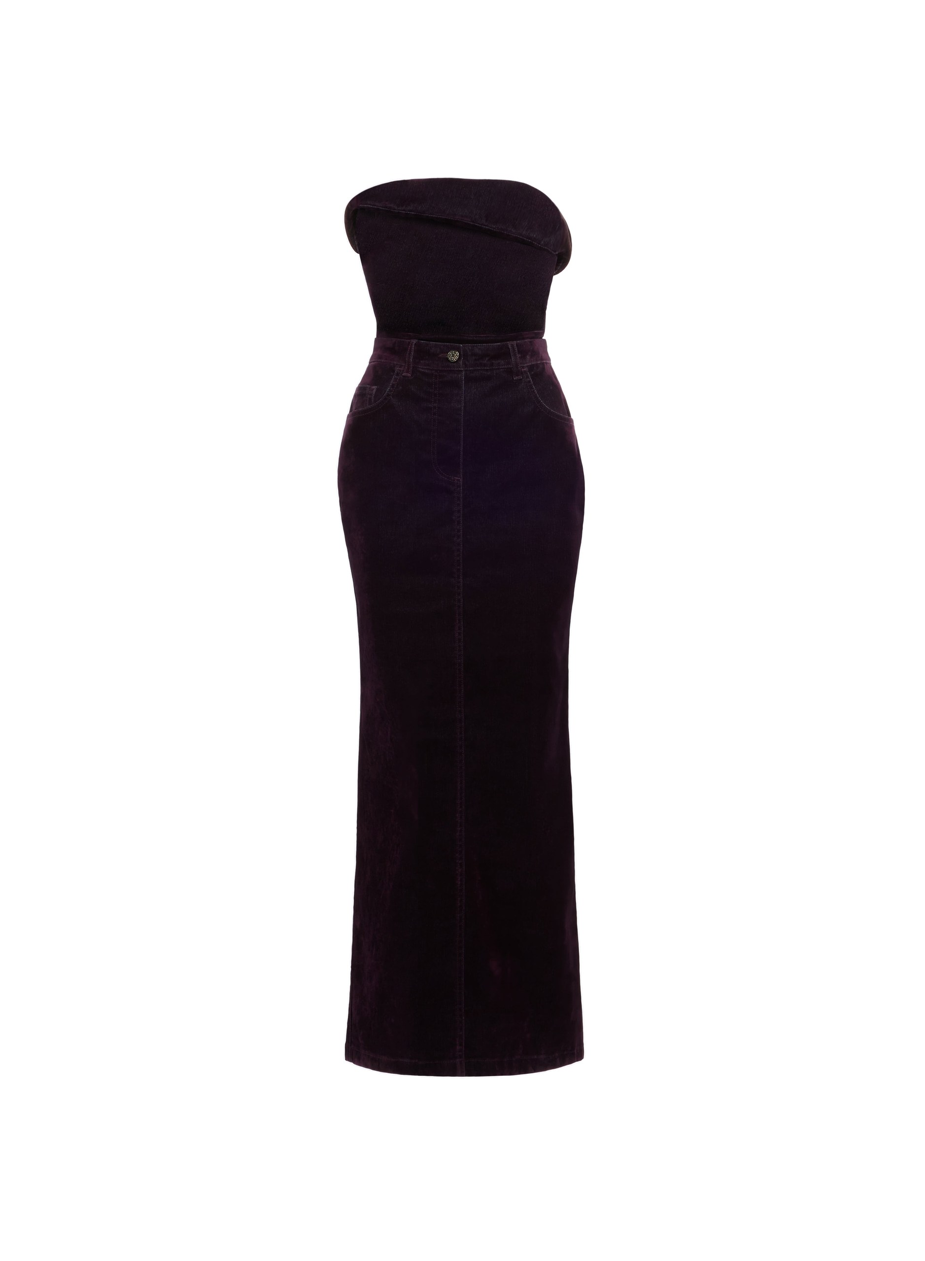 Elie Saab Strapless Flocked Denim Dress Elie Saab Strapless Flocked Denim Dress