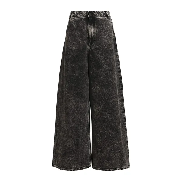 Black acid-wash wide-leg jeans