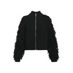 Essentiel Antwerp Black fringe-sleeve wool-blend cardigan Black fringe-sleeve wool-blend cardigan