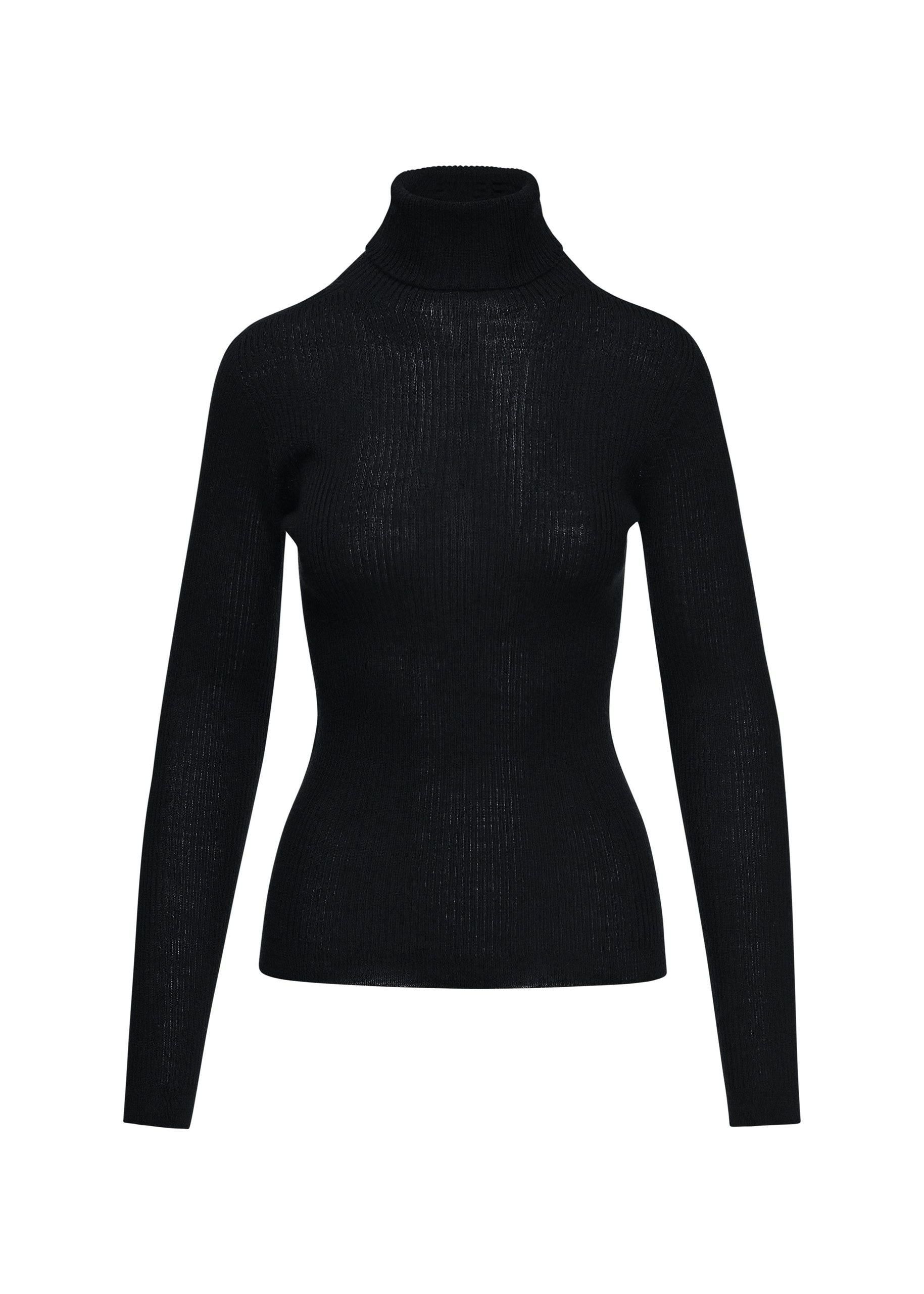 Essentiel Antwerp Black ribbed wool-blend turtleneck sweater Black ribbed wool-blend turtleneck sweater