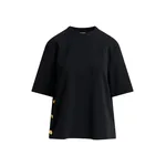 Black side-button cotton-blend T-shirt