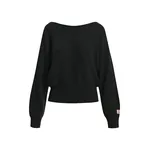 Black wool-cashmere sweater with boat neckline