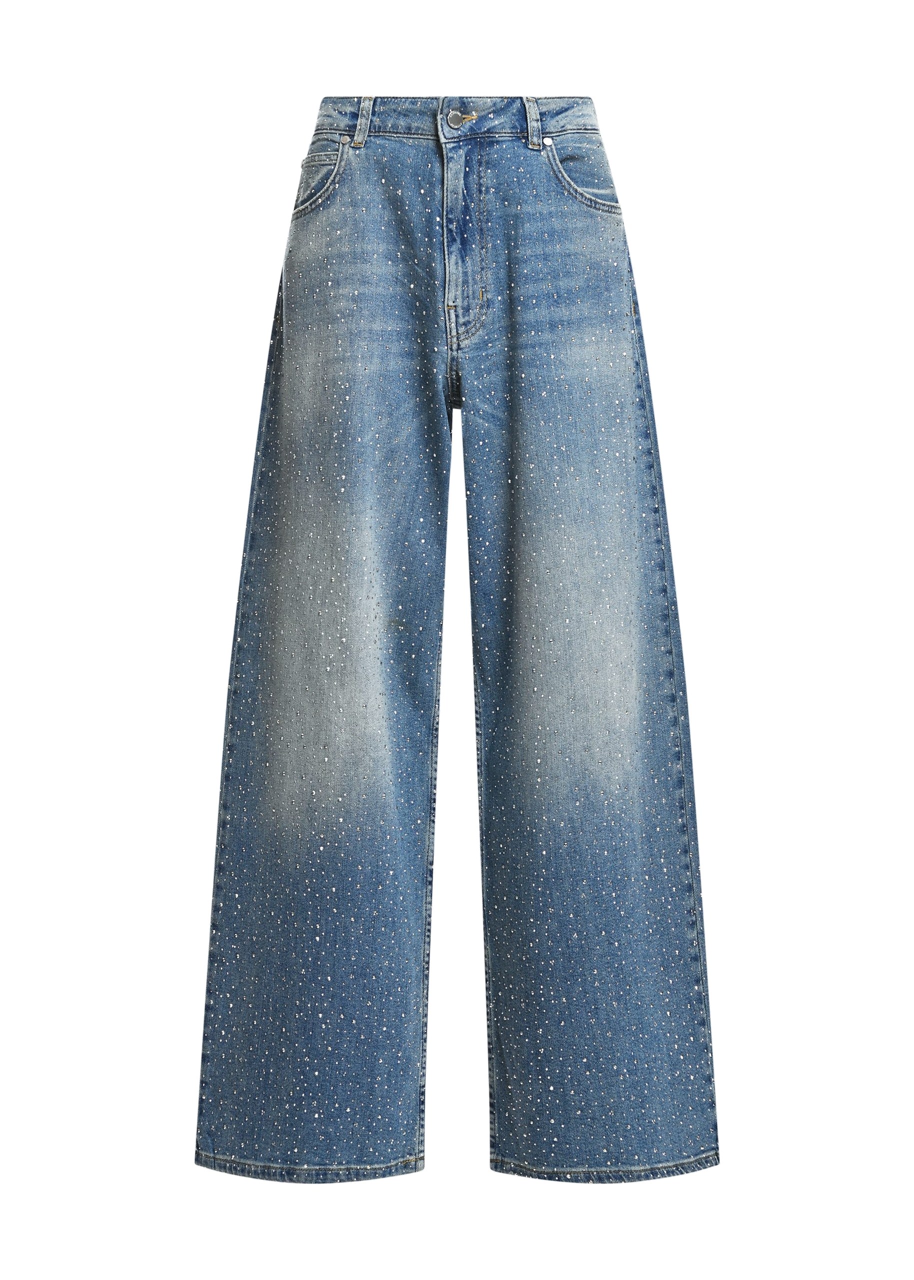 Essentiel Antwerp Blue rhinestone-embellished wide-leg jeans Blue rhinestone-embellished wide-leg jeans