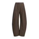 Brown and black checked barrel-leg pants