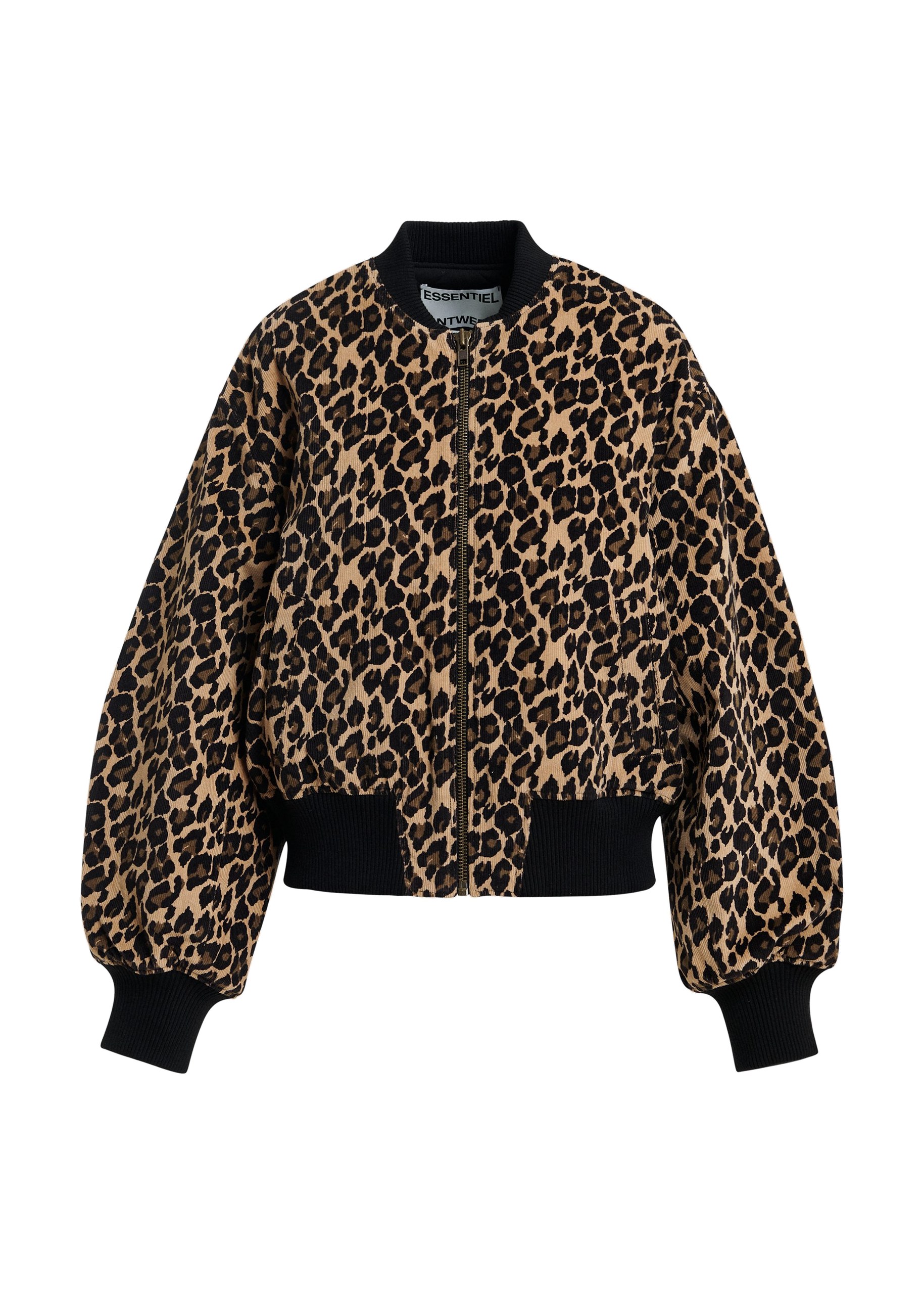Essentiel Antwerp Brown and black leopard-print bomber jacket Brown and black leopard-print bomber jacket