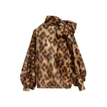 Brown and black oversized pussy-bow top