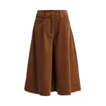 Brown corduroy wide-leg bermuda shorts