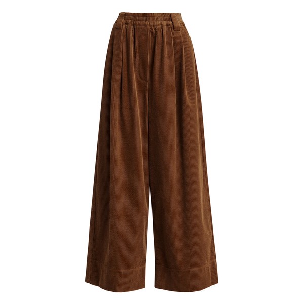 Brown corduroy wide-leg pants