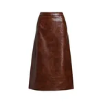 Essentiel Antwerp Brown croco-effect faux leather midi skirt Brown croco-effect faux leather midi skirt
