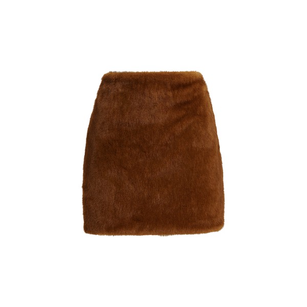 Brown reversible faux fur mini skirt