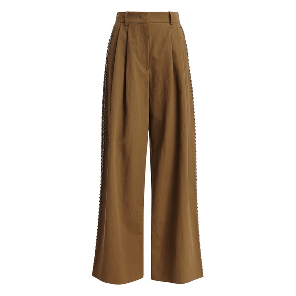 Brown studded wide-leg pants